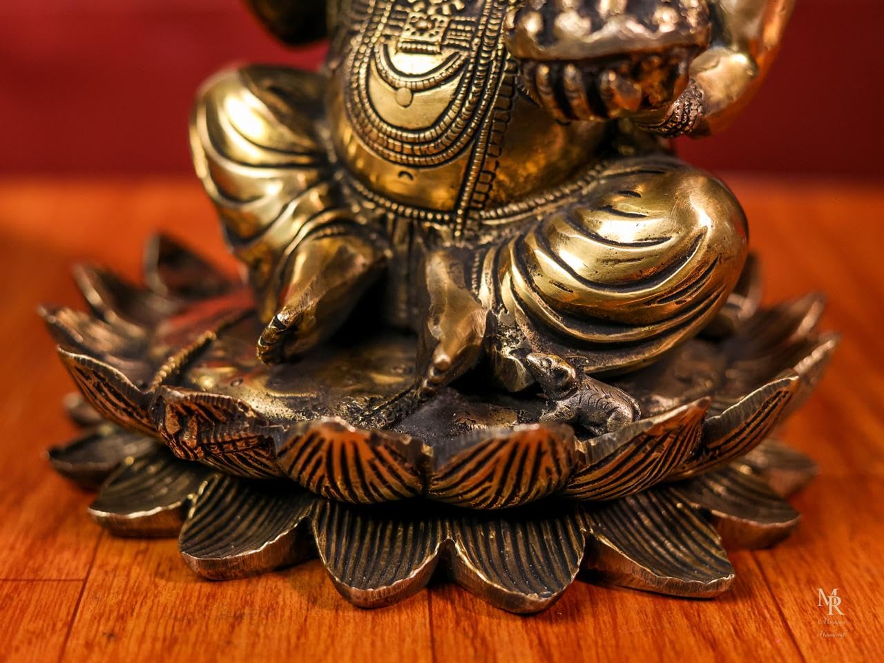 Brass Ganesha Statue With Mosaic, 24 Cm Brass Ganesh Statue, Ganpati Idol, Good Luck Gift For New Beginnings, House Warming Gift